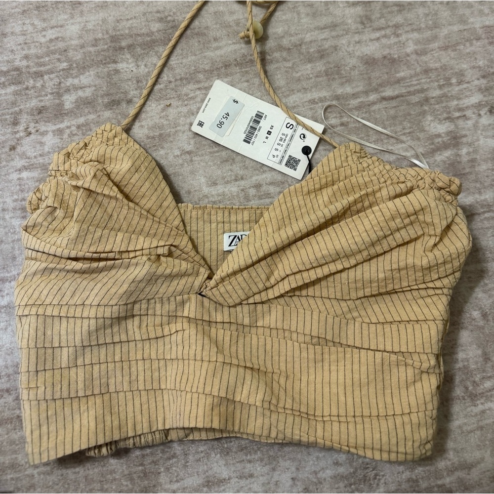 Zara linen halter neck top size small new with tags